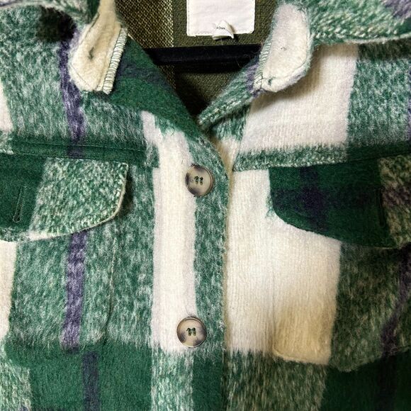 Avec Les Filles Plaid‎ Shacket Women's XS Anthropologie Green oversized - Picture 9 of 9